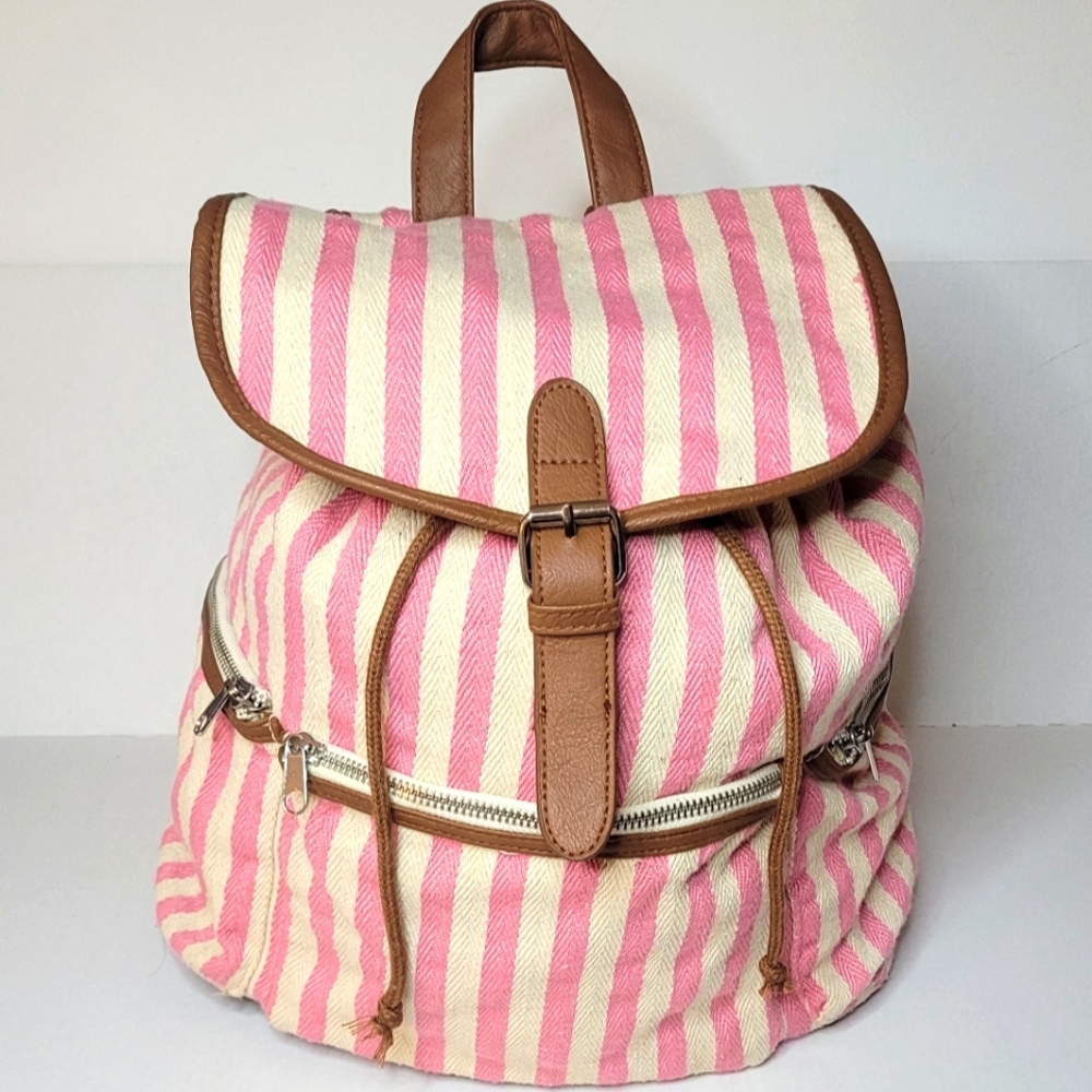 Candie's Pink and Brown Striped Backpack